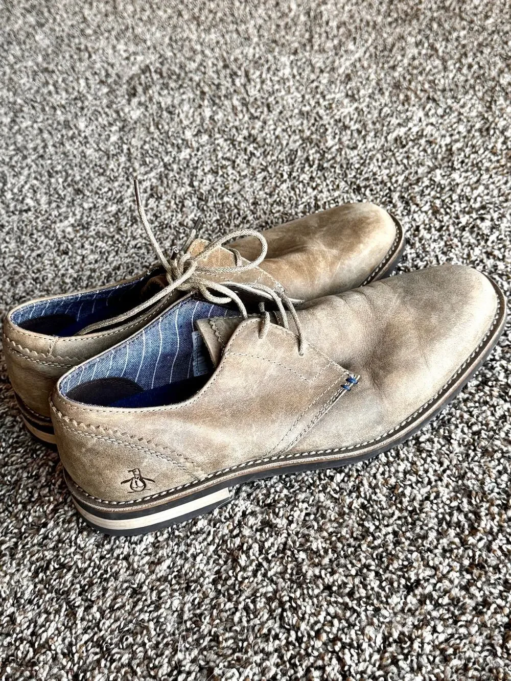 Penguin by Munsingwear Men’s Tan Suede Oxford Casual Dress Shoes Size 9.5